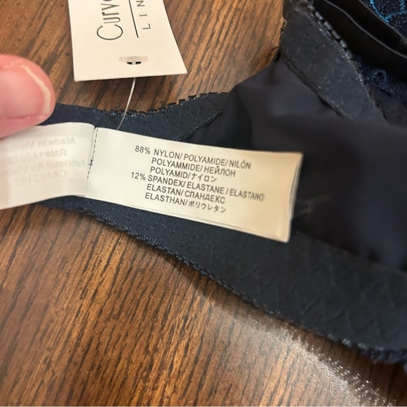 Curve Muse Lingerie NEW blue nylon lace padded wireless bra size 36 C - Picture 3 of 8